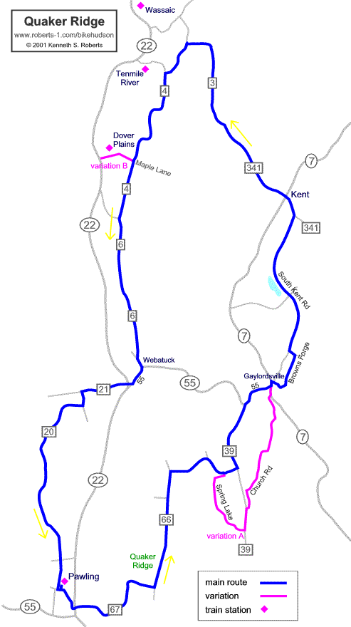 Quaker Ridge main route map