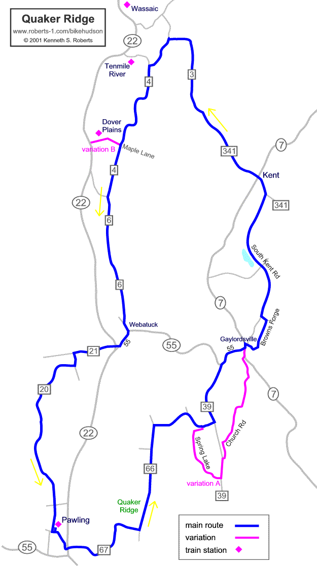 Quaker Ridge main route map -- Large
