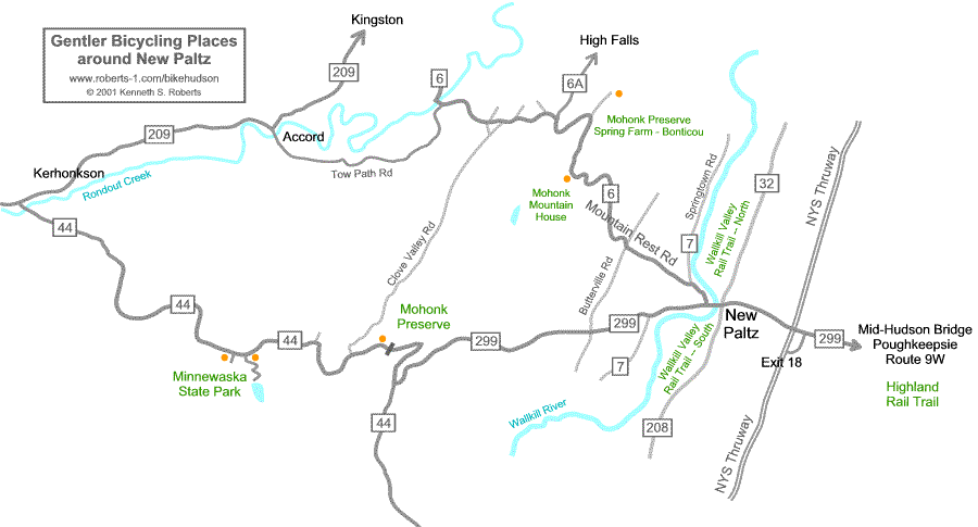 Map of Gentler Places around New Paltz -- Large view
