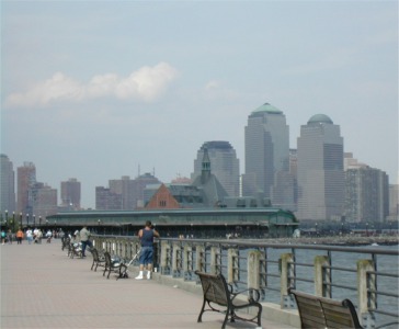 people and skyline