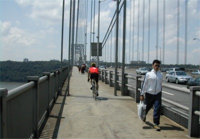 Riding across the South sidewalk of the GWB